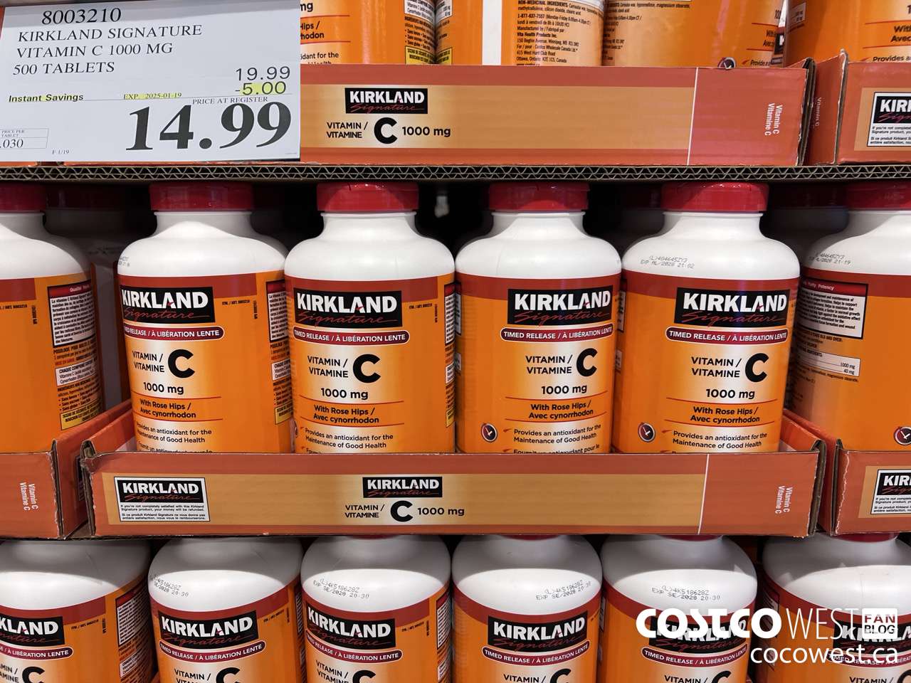 8003210 KIRKLAND SIGNATURE VITAMIN C 1000 MG 500 TABLETS ($5.00 INSTANT SAVINGS EXPIRES ON 2025-01-19) $14.99