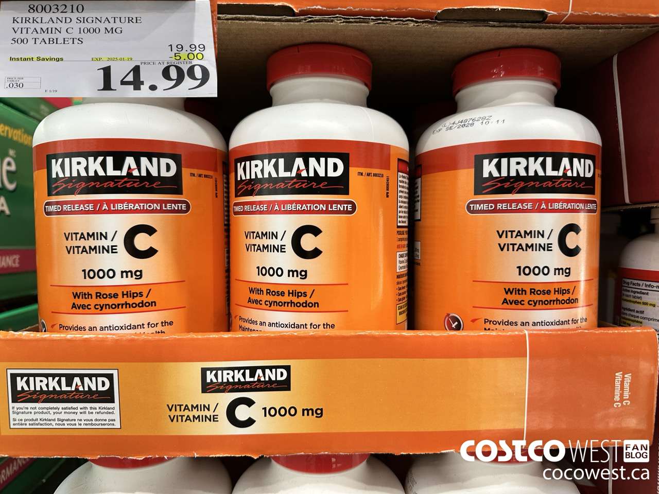 8003210 KIRKLAND SIGNATURE VITAMIN C 1000 MG 500 TABLETS ($5.00 INSTANT SAVINGS EXPIRES ON 2025-01-19) $14.99