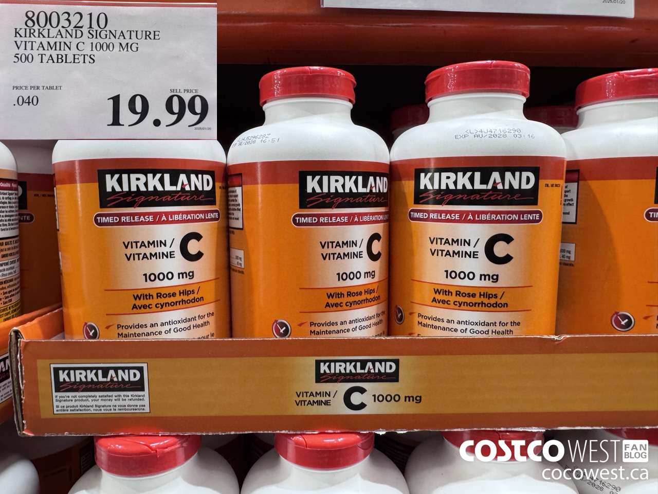 8003210 KIRKLAND SIGNATURE VITAMIN C 1000 MG 500 TABLETS $19.99