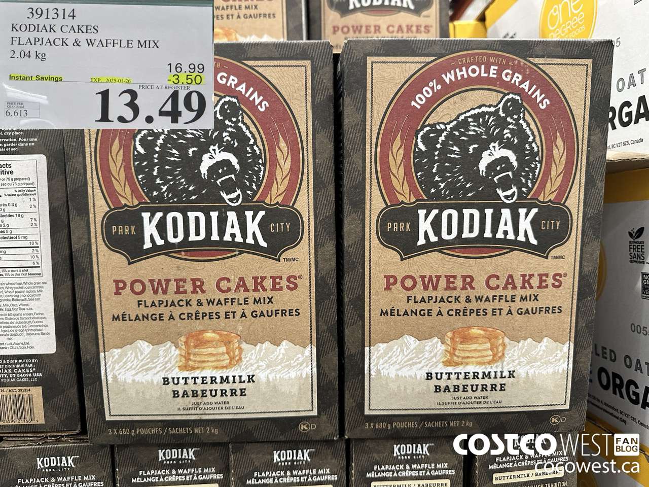 391314 KODIAK PANCAKE & WAFFLE MIX 2.04KG ($3.50 INSTANT SAVINGS EXPIRES ON 2025-01-26) $13.49