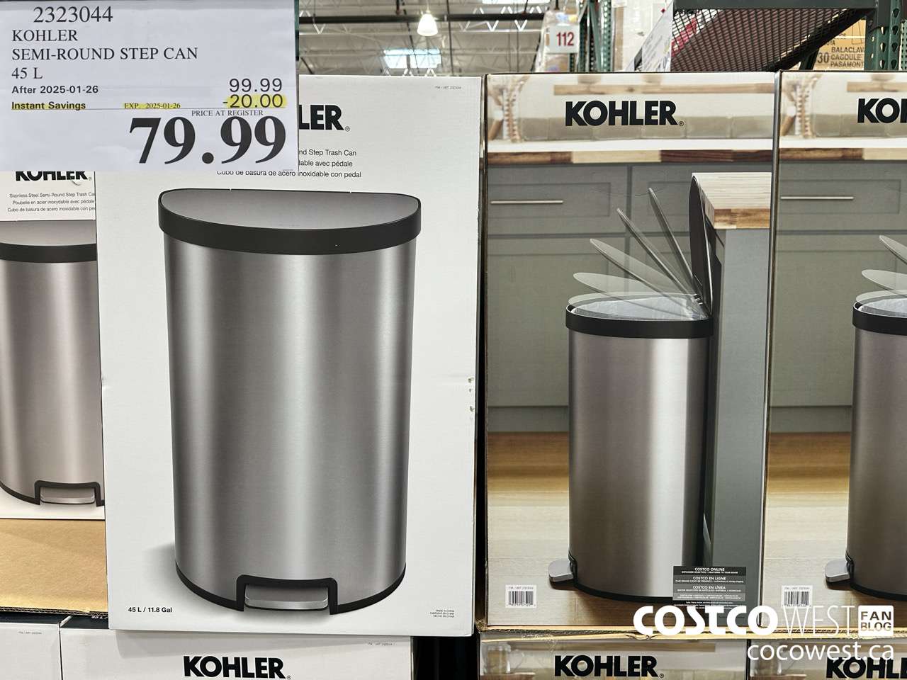 2323044 KOHLER SEMI-ROUND STEP CAN 45L ($20.00 INSTANT SAVINGS EXPIRES ON 2025-01-26) $79.99