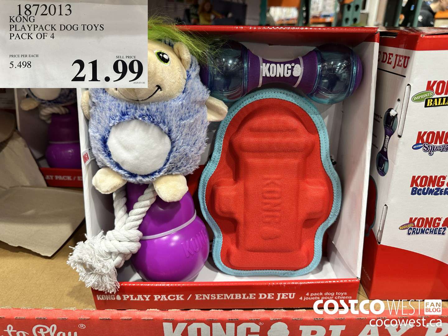 1872013 KONG PLAYPACK DOG TOYS PACK OF 4 $21.99