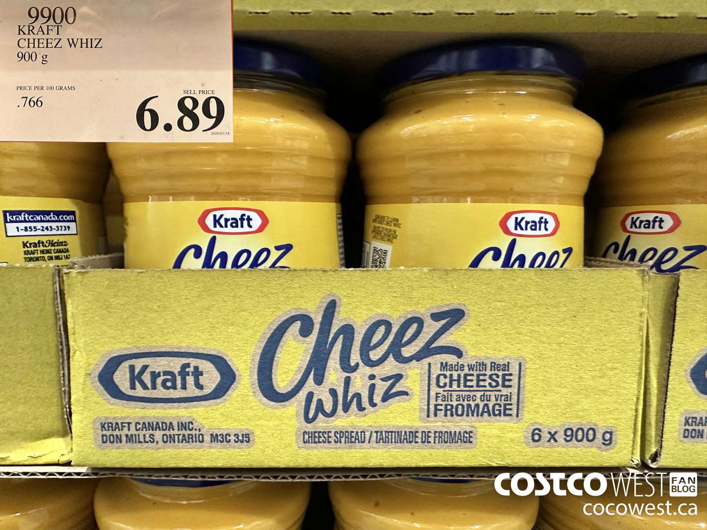 9900 KRAFT CHEEZ WHIZ CHEESE SPREAD 900 G $6.89