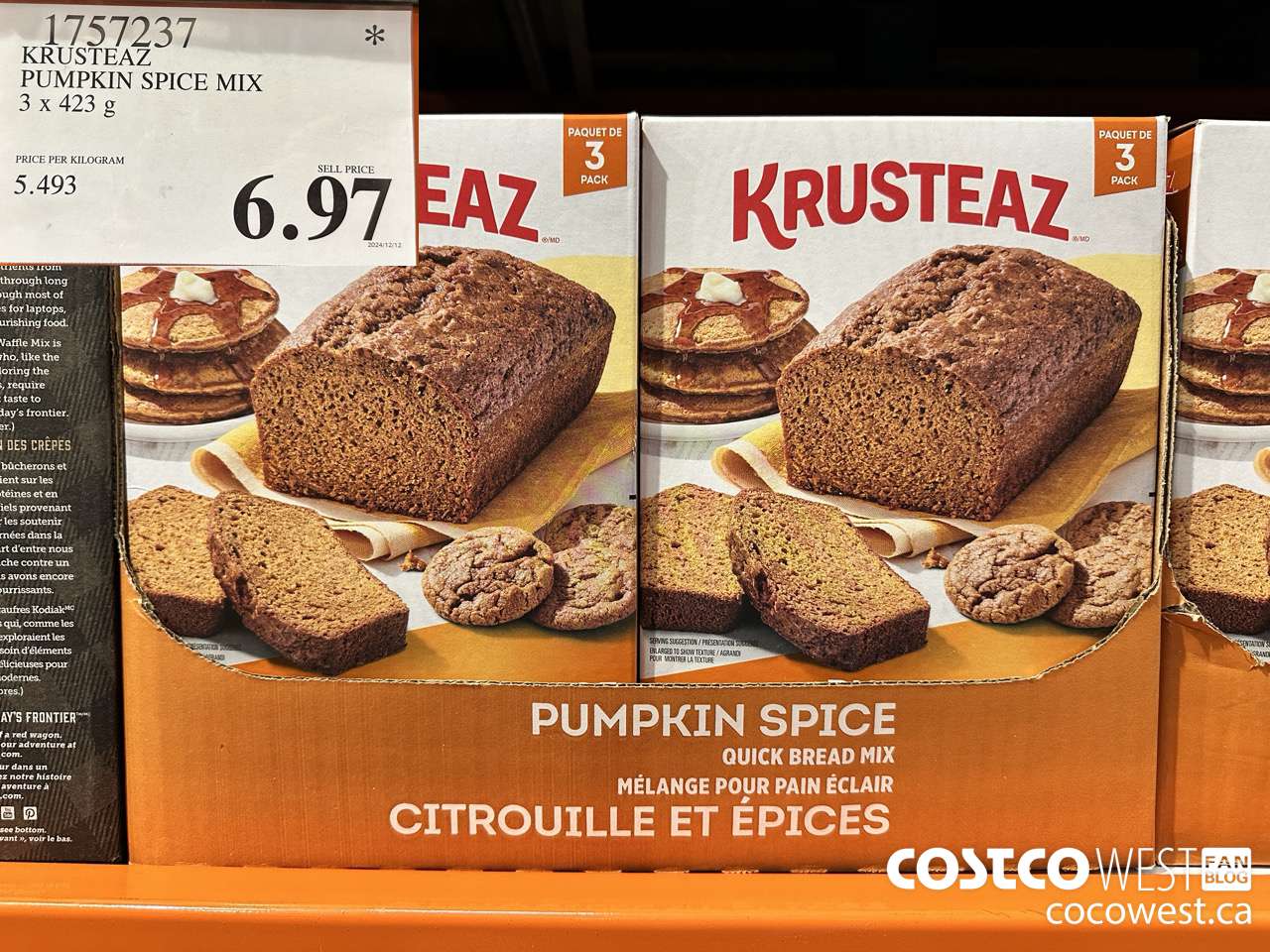 1757237 KRUSTEAZ PUMPKIN SPICE MIX 3 X 423G $6.97