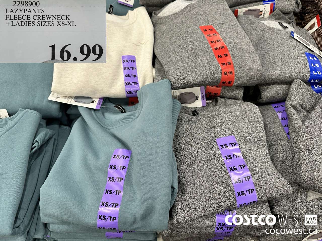 2298900 LAZYPANTS FLEECE CREWNECK LADIES SIZES XS-XL $16.99