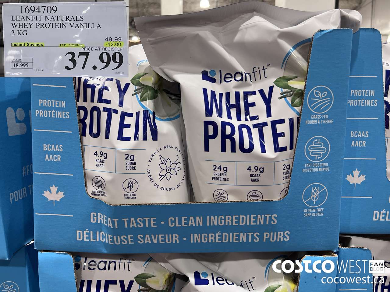 1694709 LEANFIT NATURALS WHEY PROTEIN VANILLA 2 KG ($12.00 INSTANT SAVINGS EXPIRES ON 2025-01-26) $37.99