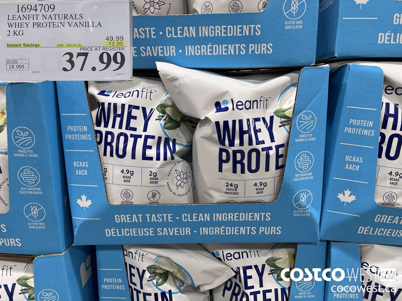 1694709 LEANFIT NATURALS WHEY PROTEIN VANILLA 2 KG ($12.00 INSTANT SAVINGS EXPIRES ON 2025-01-26) $37.99