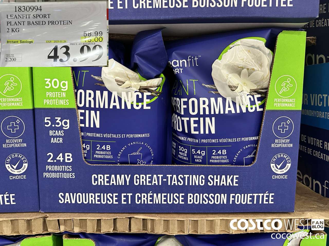 1830994 LEANFIT SPORTS PLANT BASED PROTEIN 2KG ($15.00 INSTANT SAVINGS EXPIRES ON 2025-01-26) $43.99