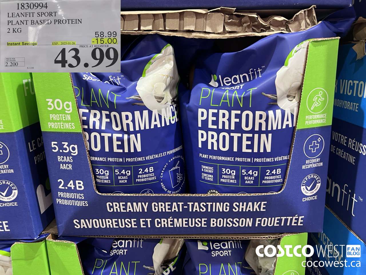 1830994 LEANFIT SPORTS PLANT BASED PROTEIN 2KG ($15.00 INSTANT SAVINGS EXPIRES ON 2025-01-26) $43.99