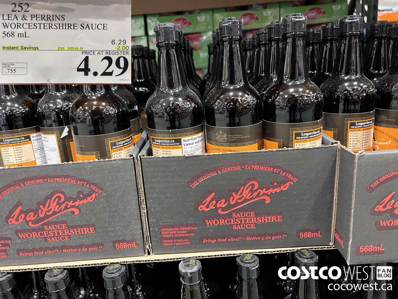 252 LEA & PERRINS WORCESTERSHIRE SAUCE 568 ML ($2.00 INSTANT SAVINGS EXPIRES ON 2025-01-19) $4.29