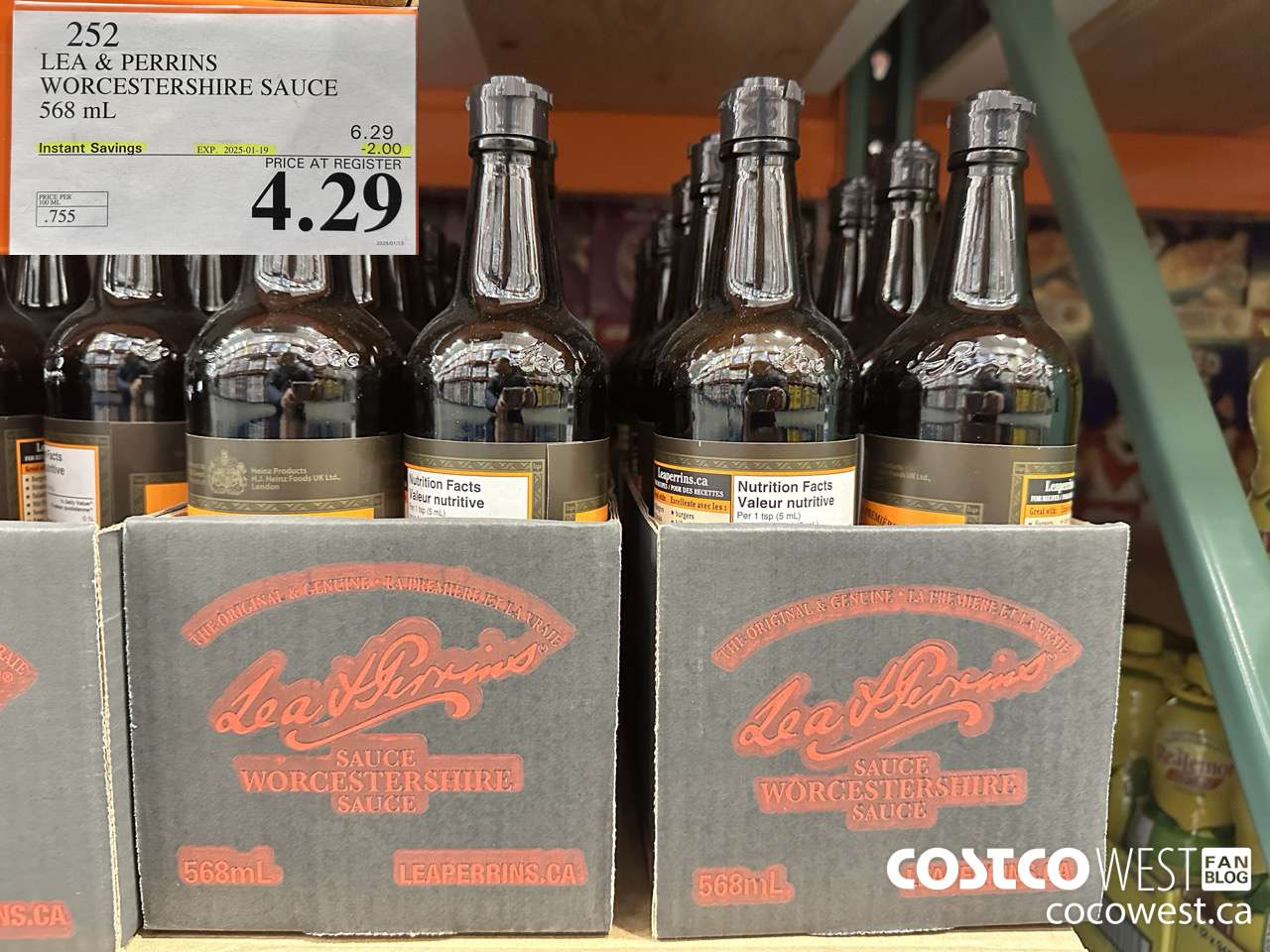 252 LEA & PERRINS WORCESTERSHIRE SAUCE 568 ML ($2.00 INSTANT SAVINGS EXPIRES ON 2025-01-19) $4.29