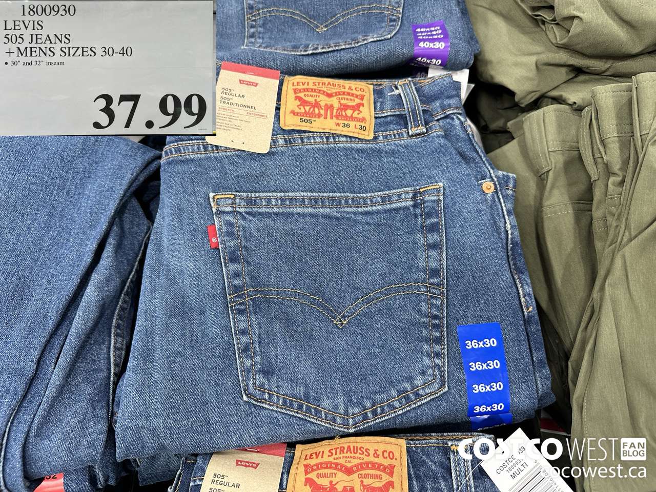 1800930 LEVIS 505 JEANS MENS SIZES 30-40 $37.99