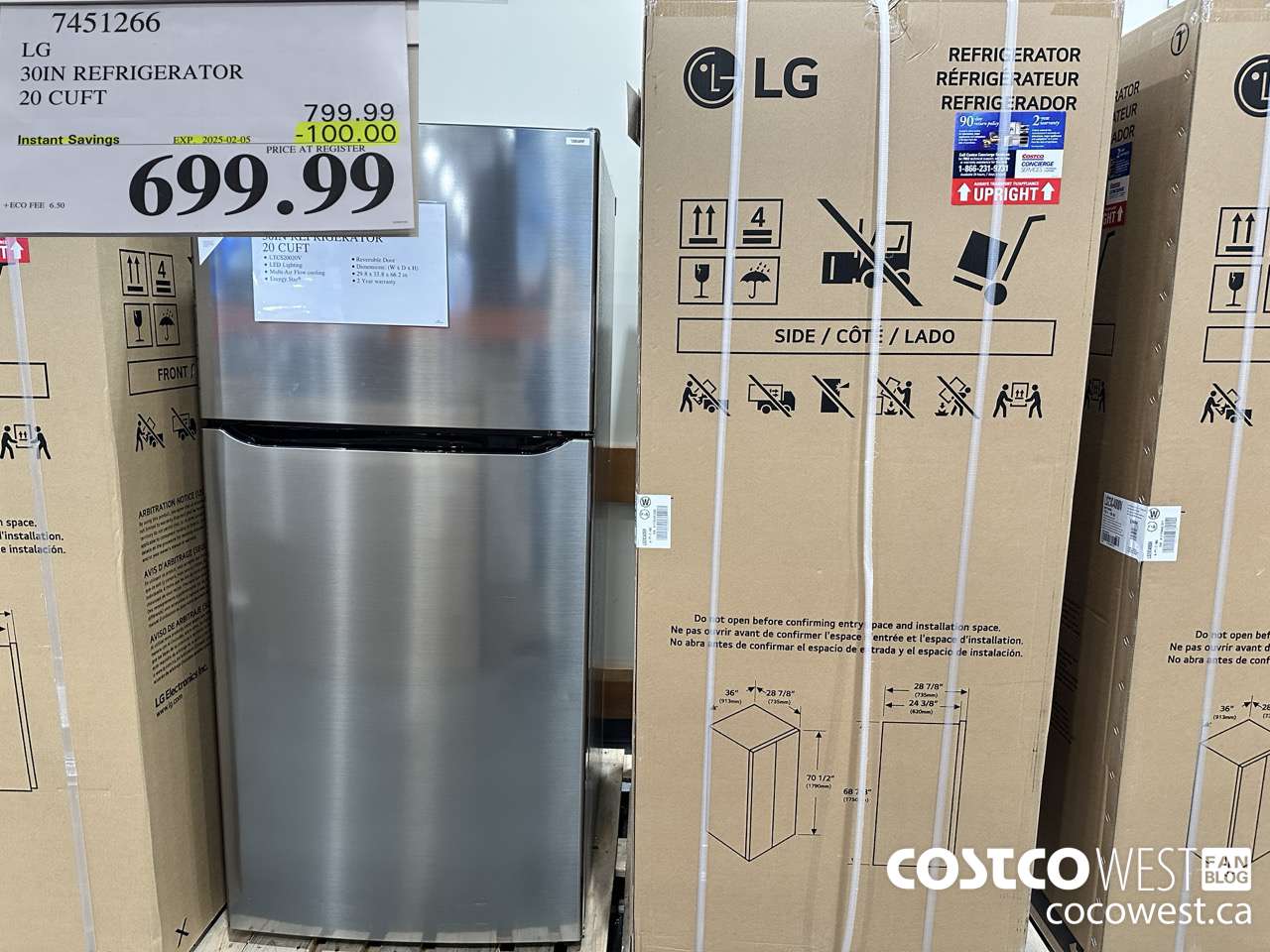 7451266 LG 30 IN. REFRIGERATOR 20 cu.ft ($100.00 INSTANT SAVINGS EXPIRES ON 2025-02-05) $699.99