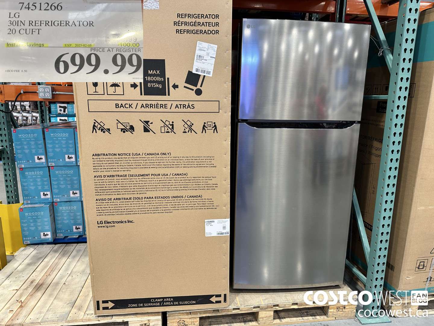 7451266 LG 30 IN. REFRIGERATOR 20 cu.ft ($100.00 INSTANT SAVINGS EXPIRES ON 2025-02-05) $699.99