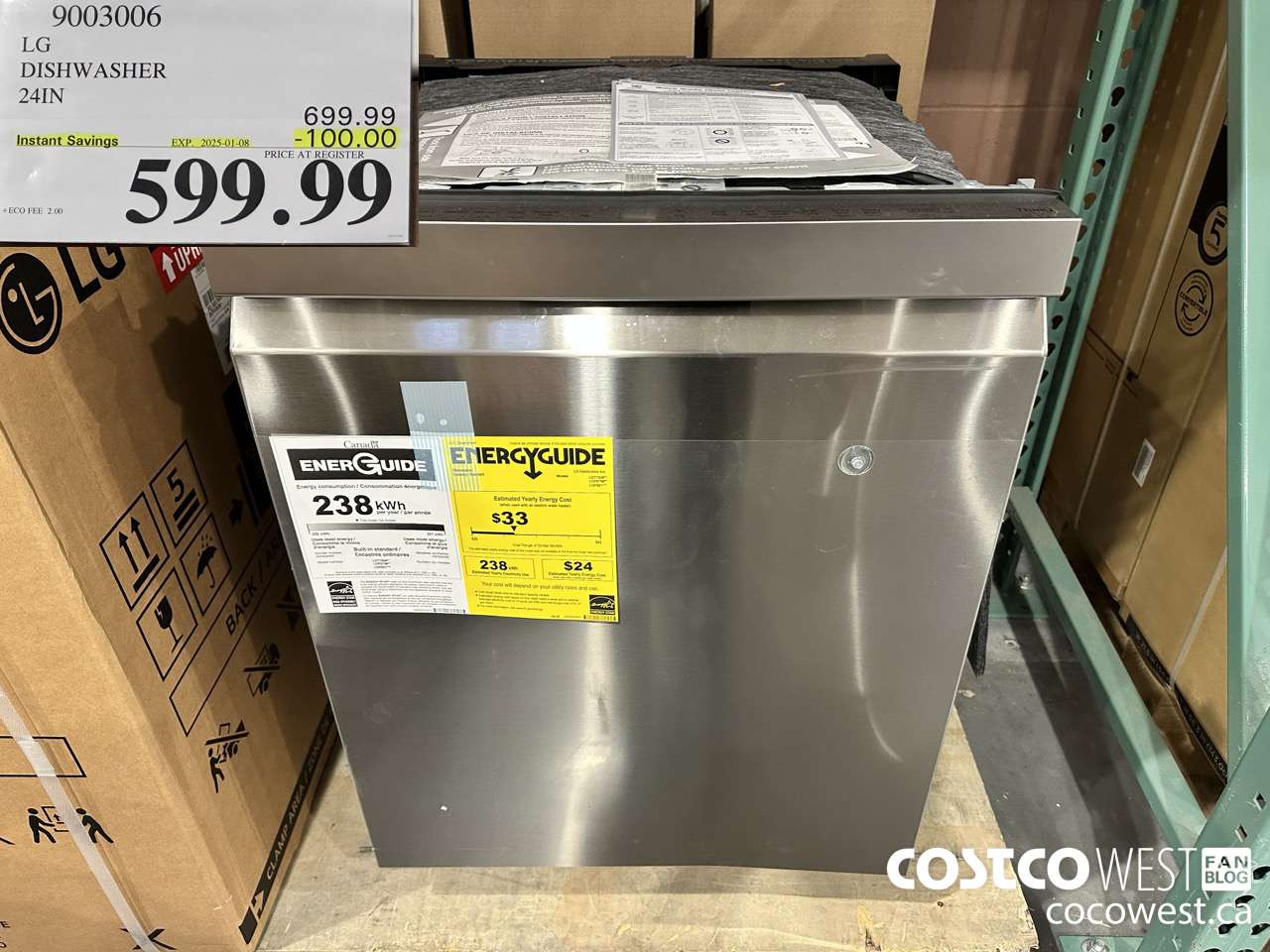 9003006 LG DISHWASHER 24IN ($100.00 INSTANT SAVINGS EXPIRES ON 2025-01-08) $599.99