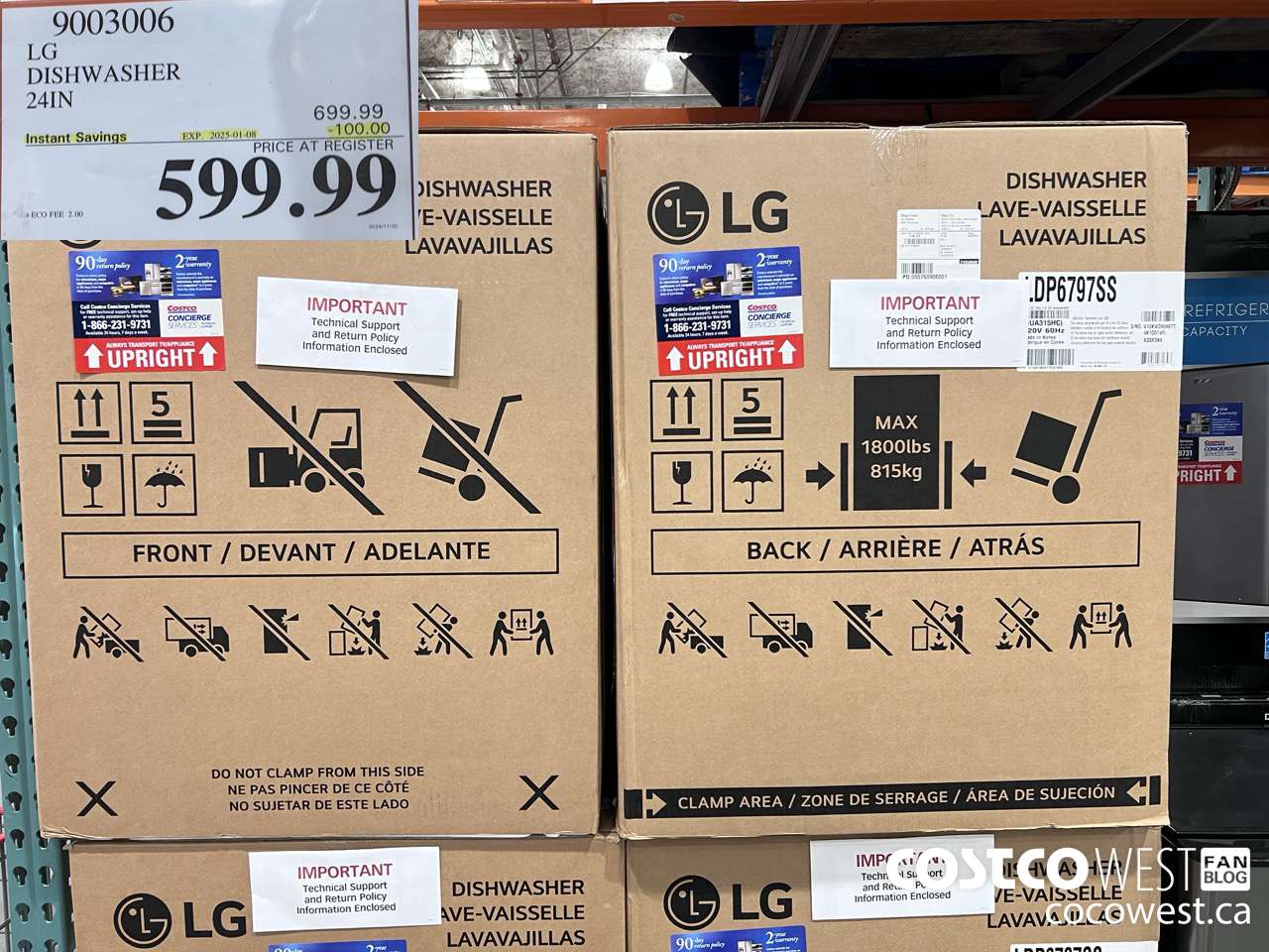 9003006 LG DISHWASHER 24IN ($100.00 INSTANT SAVINGS EXPIRES ON 2025-01-08) $599.99