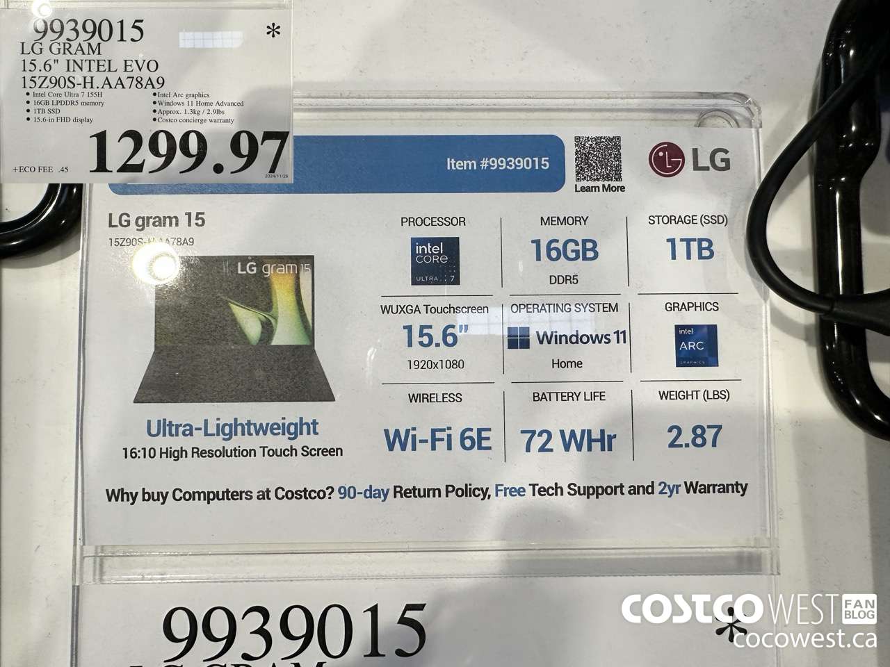 9939015 LG GRAM 15.6