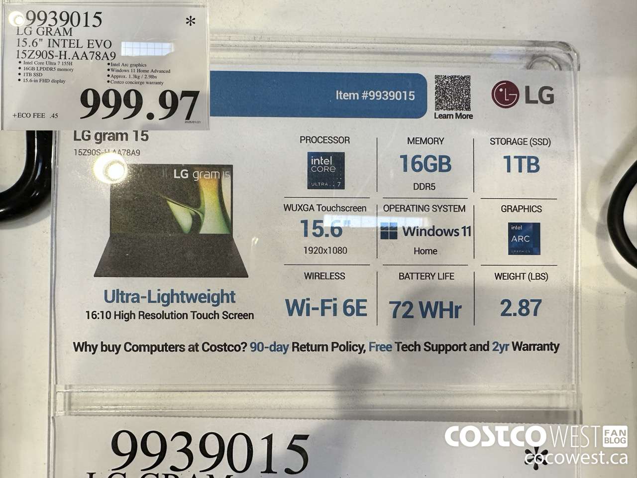 9939015 LG GRAM 15.6