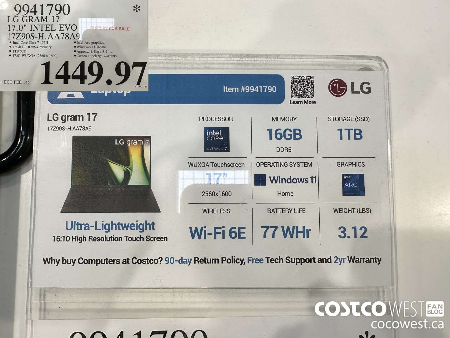 9941790 LG GRAM 17 17.0