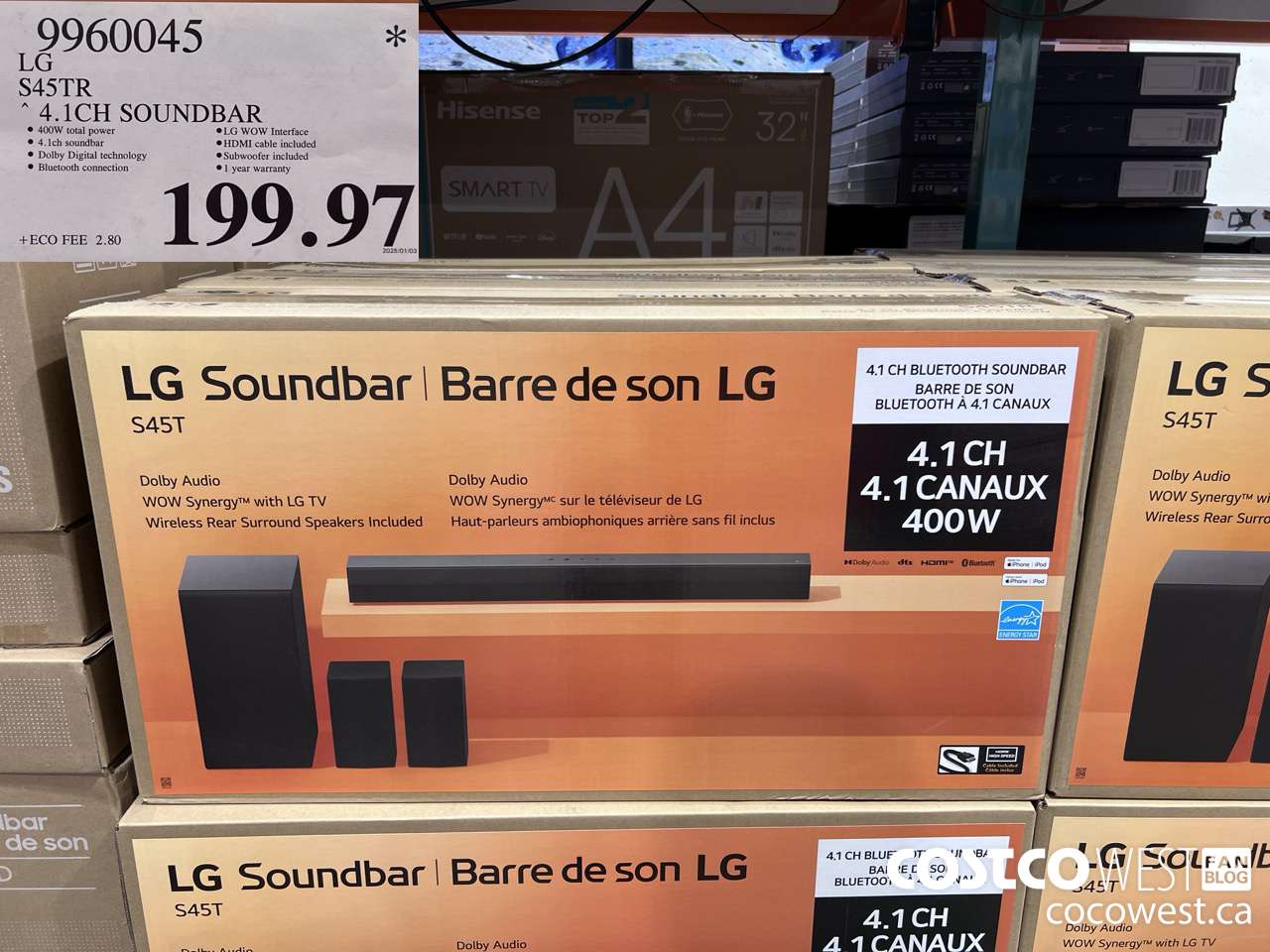 9960045 LG S45TR 4.1CH SOUNDBAR $199.97