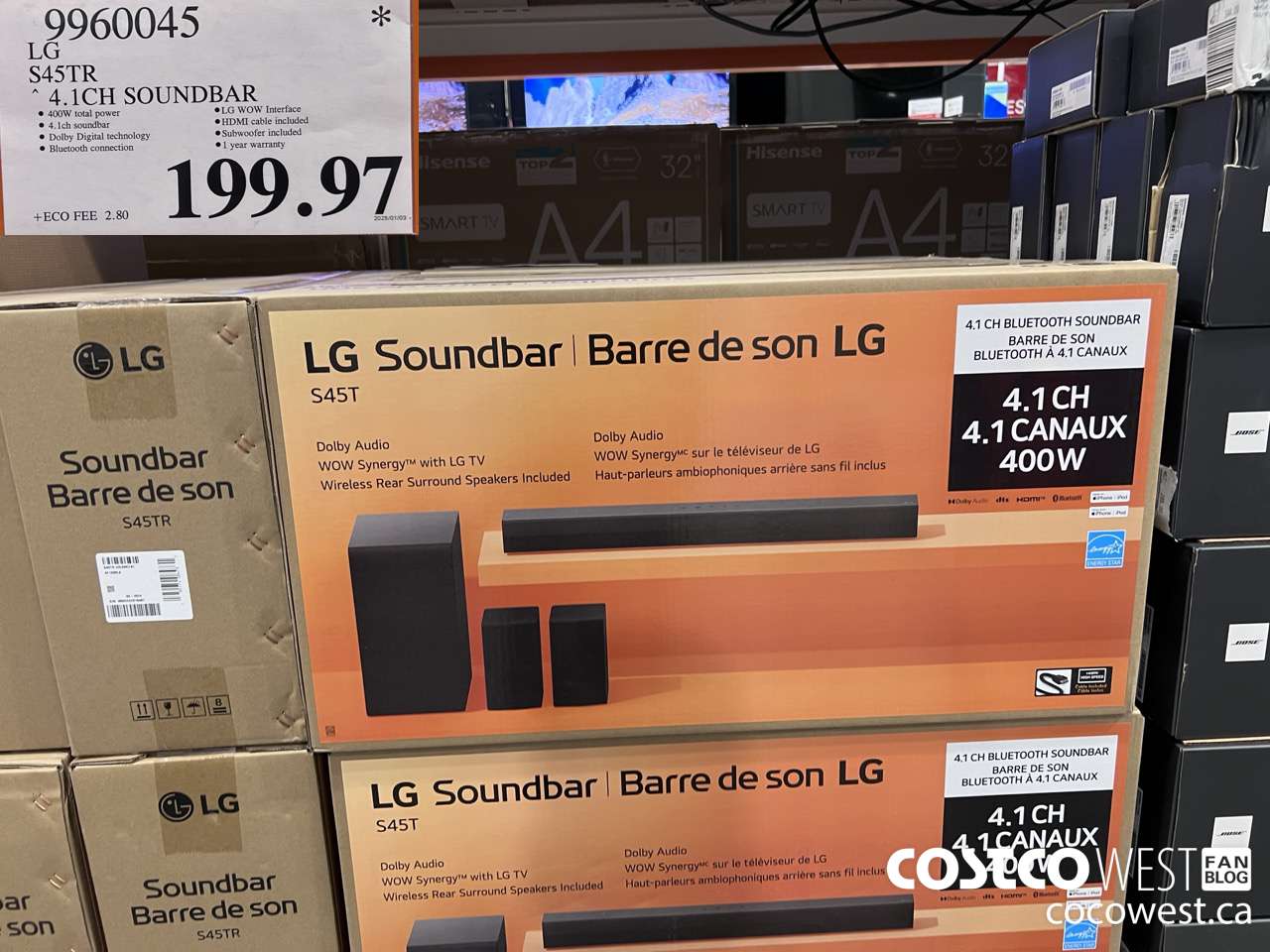 9960045 LG S45TR 4.1CH SOUNDBAR $199.97
