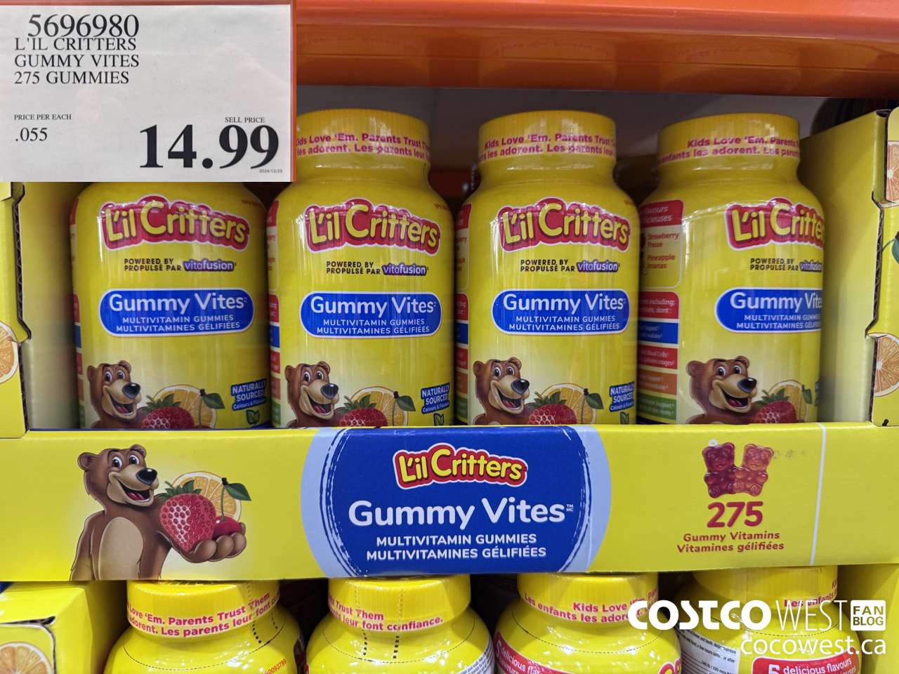 5696980 L'IL CRITTERS GUMMY VITES 275 GUMMIES $14.99