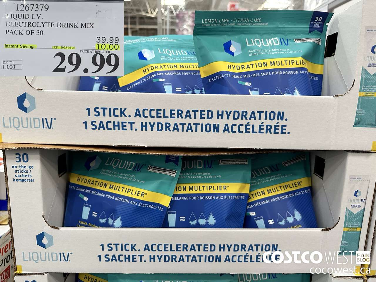 1267379 LIQUID ELECTROLYTE DRINK MIX PACK OF 30 ($10.00 INSTANT SAVINGS EXPIRES ON 2025-02-23) $29.99