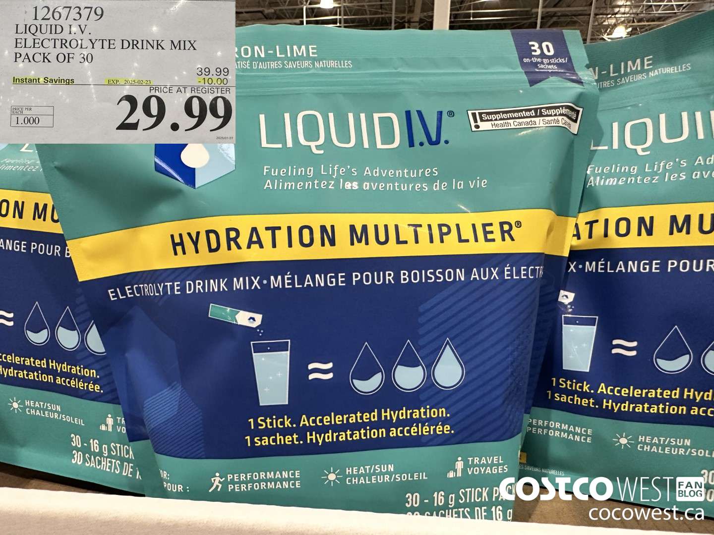 1267379 LIQUID ELECTROLYTE DRINK MIX PACK OF 30 ($10.00 INSTANT SAVINGS EXPIRES ON 2025-02-23) $29.99