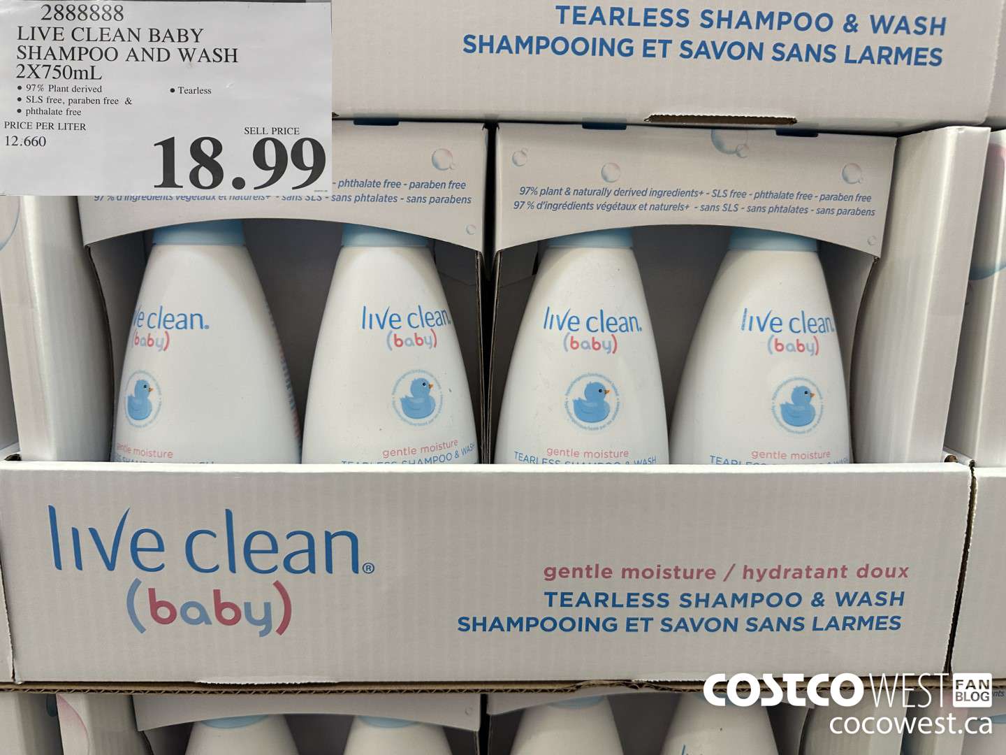 2888888 LIVE CLEAN BABY TEARLESS SHAMPOO AND WASH 2 X 750 ML $18.99