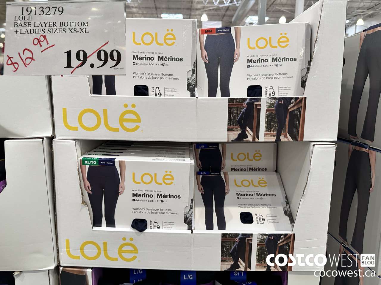 1913279 LOLE BASE LAYER BOTTOM LADIES SIZES XS-XL $12.99