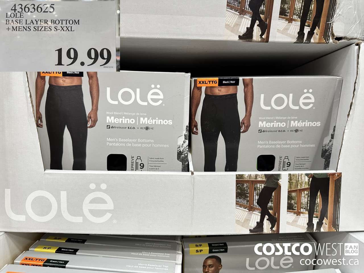 4363625 LOLE BASE LAYER BOTTOM MENS SIZES S-XXL $19.99