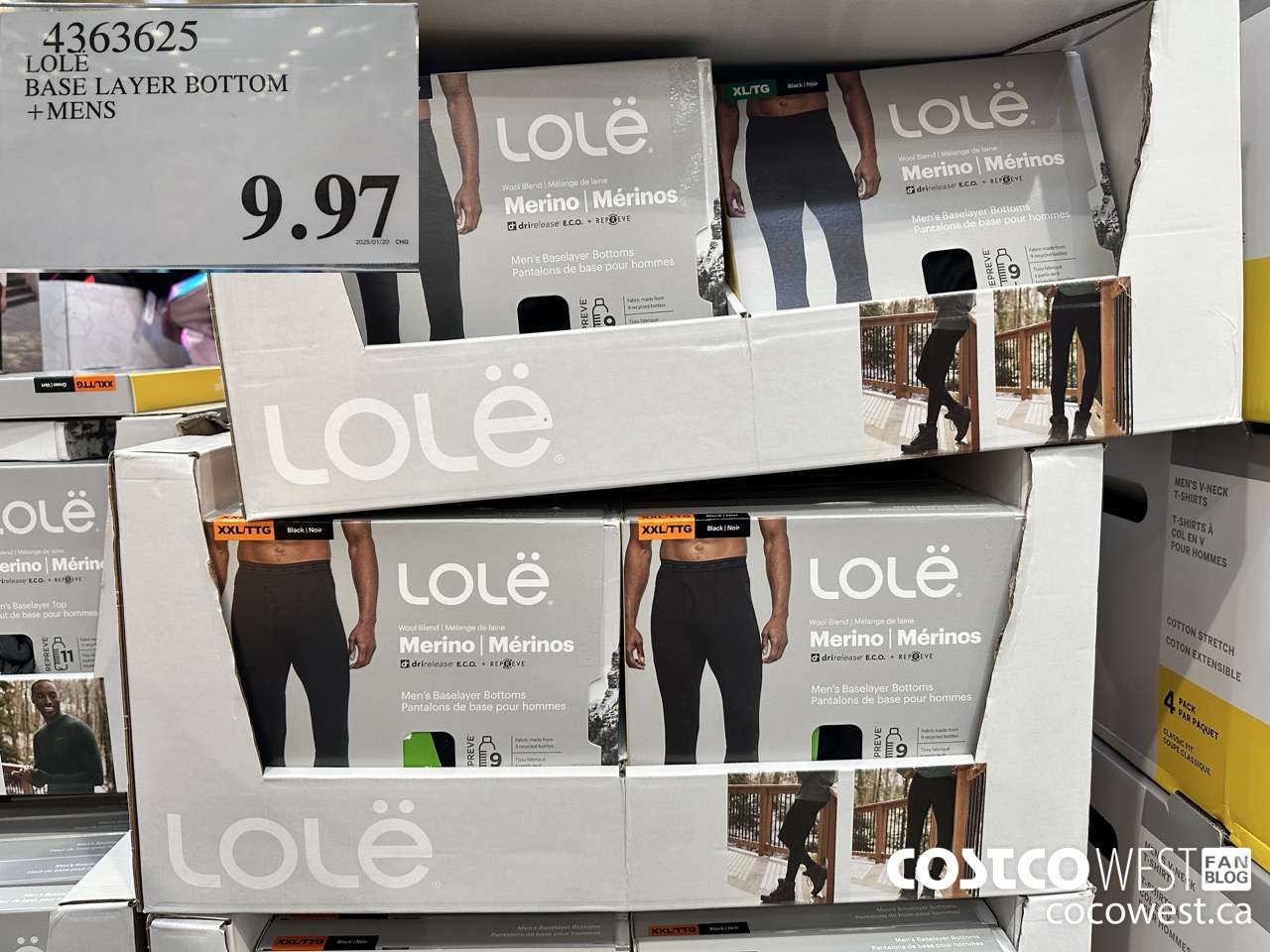 4363625 LOLE BASE LAYER BOTTOM MENS $9.97