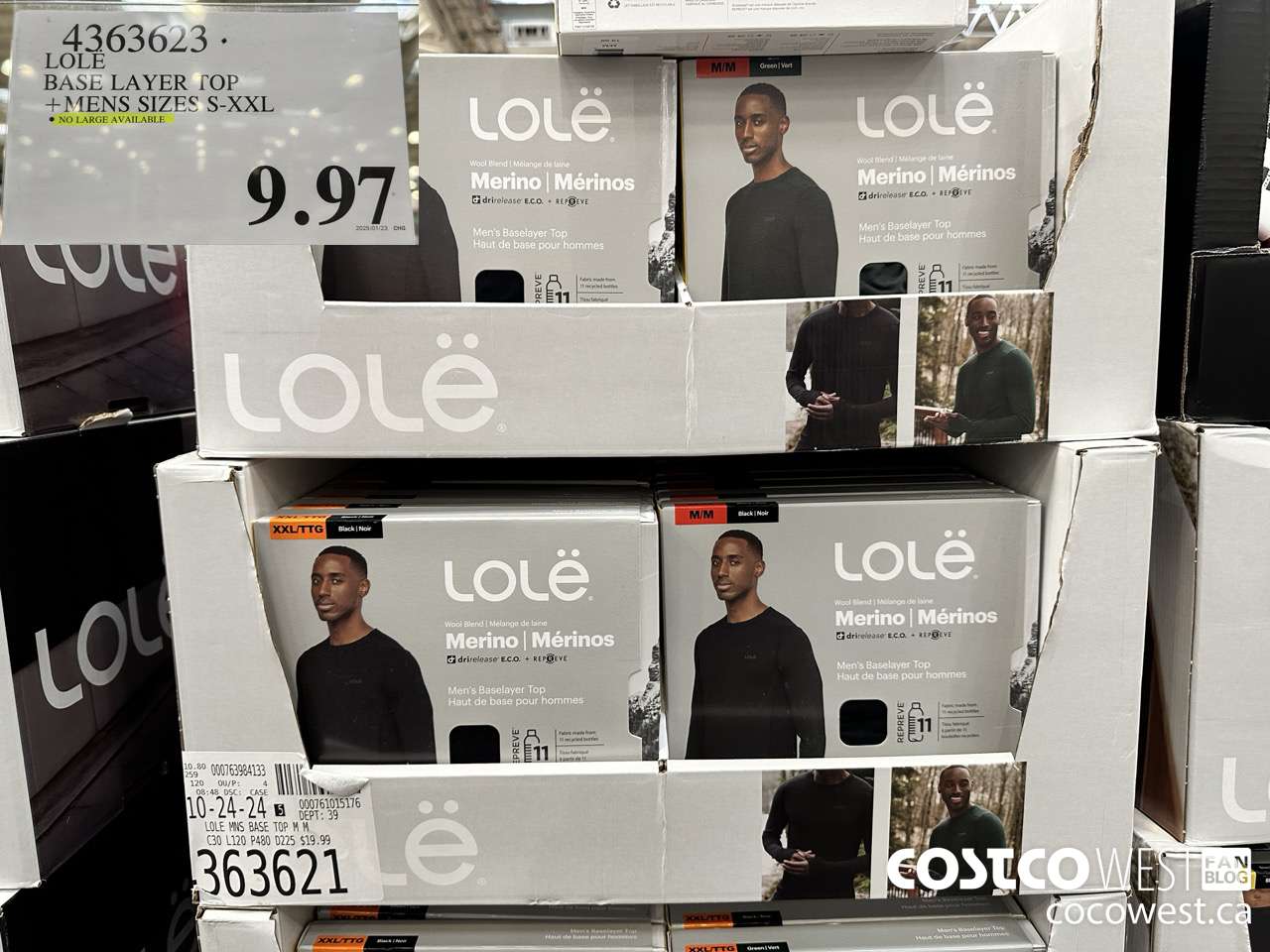 4363623 LOLE BASE LAYER TOP MENS SIZES S-XXL $9.97