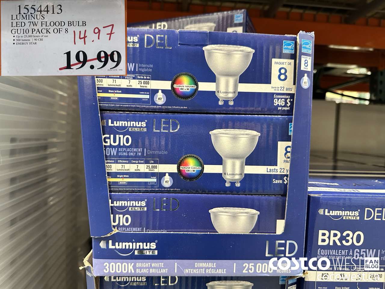 1554413 LUMINUS LED 7W FLOOD BULB GU10 PACK OF 8 $14.97