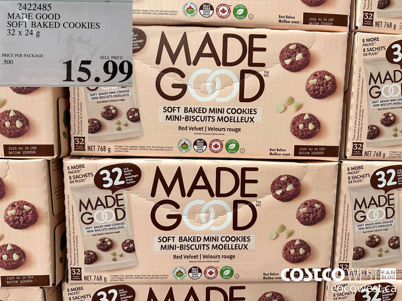 2422485 MADE GOOD SOFT BAKED COOKIES 32 x 24 g $15.99
