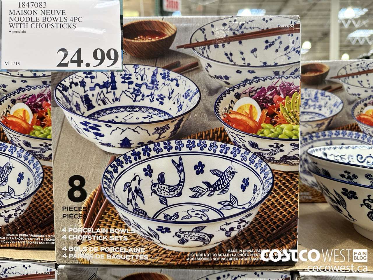 1847083 MAISON NEUVE NOODLE BOWLS 4 PC WITH CHOPSTICKS $24.99