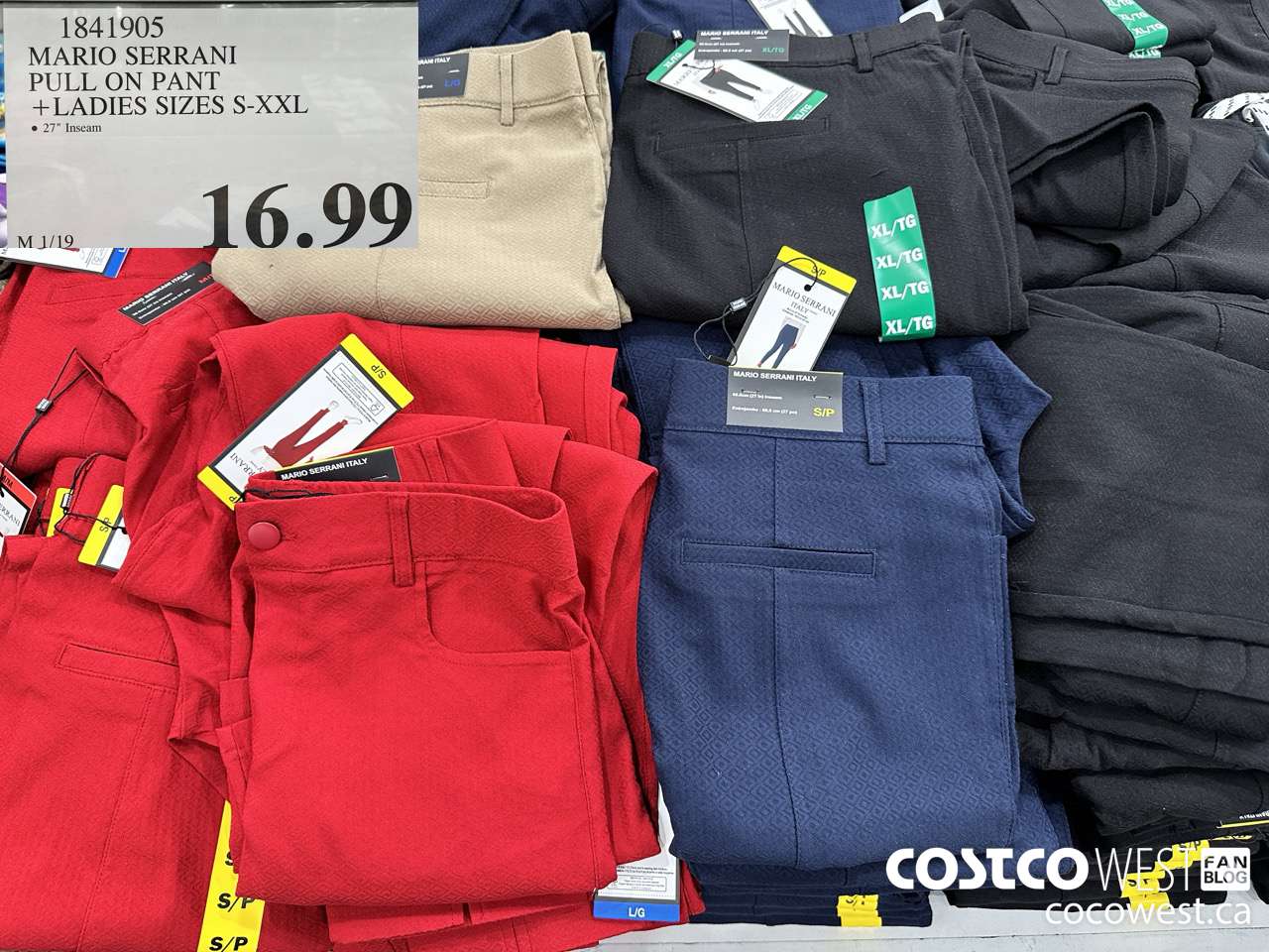 1841905 MARIO SERANI PULL ON PANT LADIES SIZES S-XXL $16.99