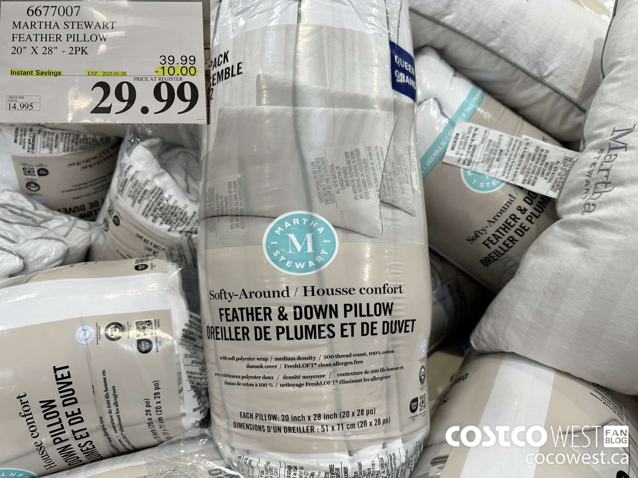 6677007 MARTHA STEWART FEATHER PILLOW 20