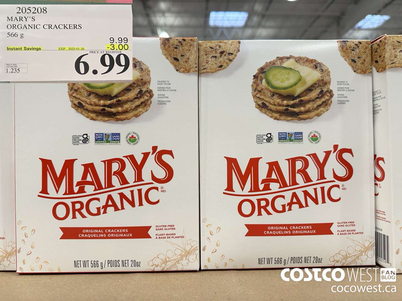 205208 MARY'S ORGANIC CRACKERS 566G ($3.00 INSTANT SAVINGS EXPIRES ON 2025-01-26) $6.99