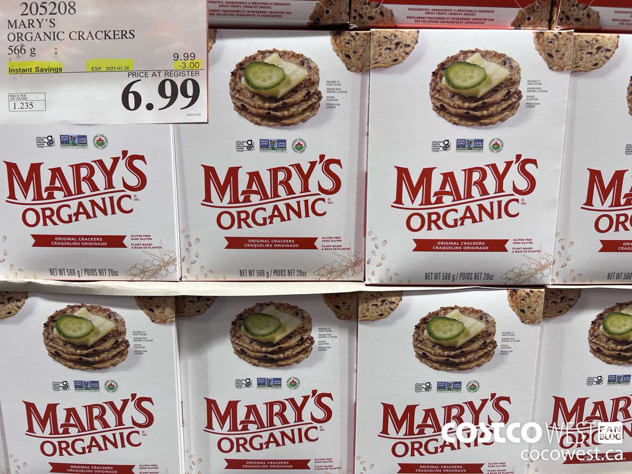 205208 MARY'S ORGANIC CRACKERS 566G ($3.00 INSTANT SAVINGS EXPIRES ON 2025-01-26) $6.99