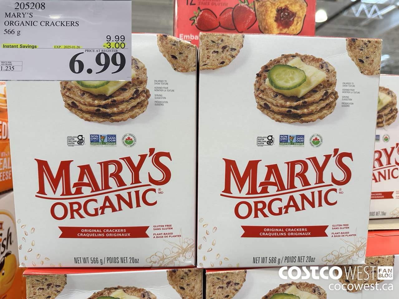 205208 MARY'S ORGANIC CRACKERS 566G ($3.00 INSTANT SAVINGS EXPIRES ON 2025-01-26) $6.99