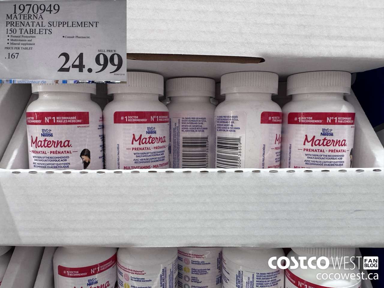 1970949 MATERNA PRENATAL SUPPLEMENT 150 TABLETS $24.99