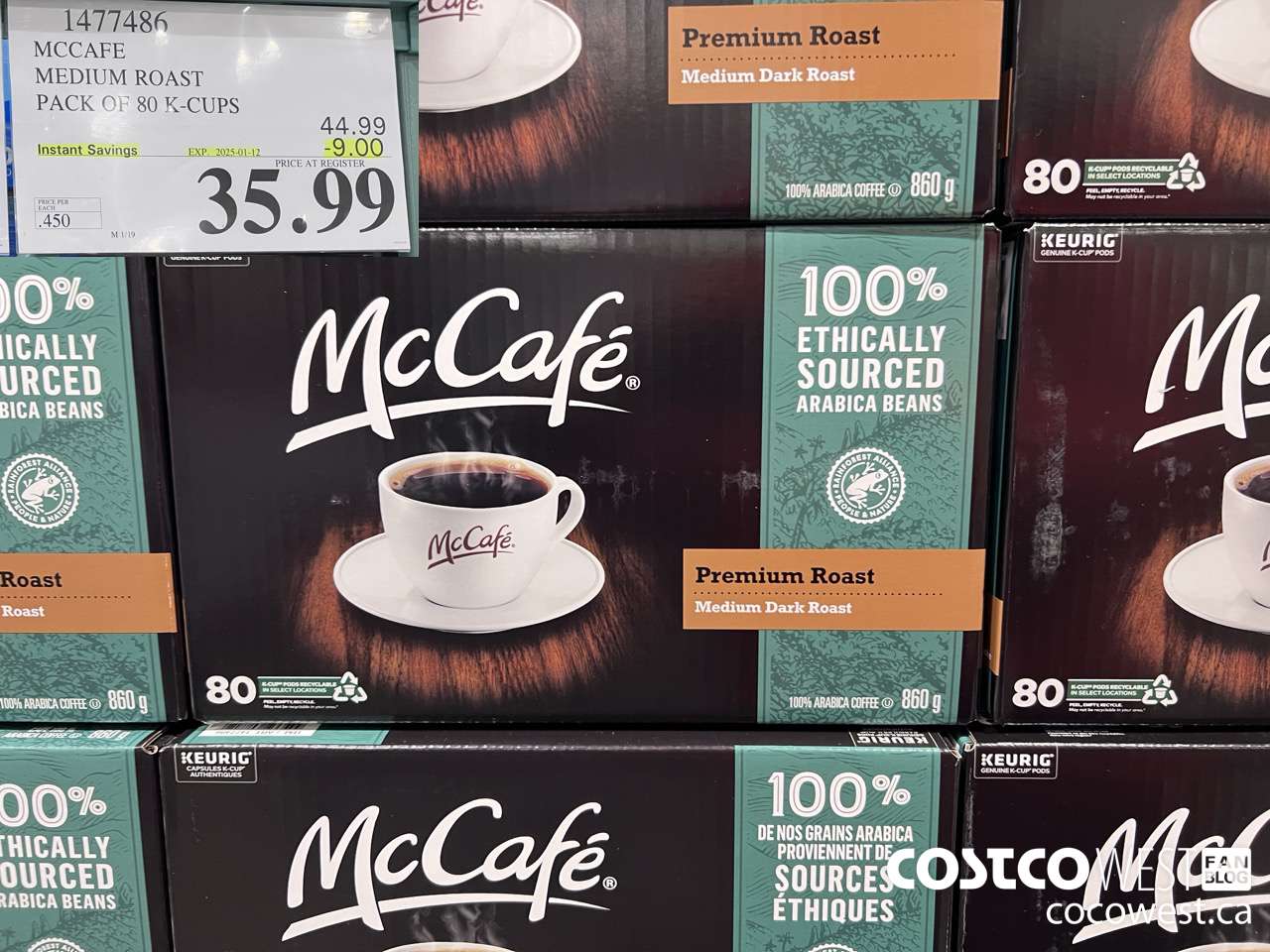1477486 MCCAFE MEDIUM ROAST K-CUPS 80 COUNT ($9.00 INSTANT SAVINGS EXPIRES ON 2025-01-12) $35.99