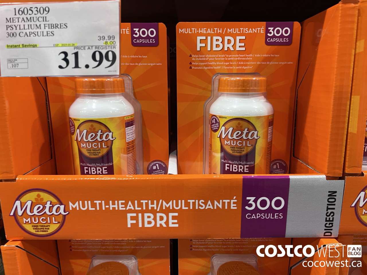 1605309 METAMUCIL PSYLLIUM FIBRES 300 CAPSULES ($8.00 INSTANT SAVINGS EXPIRES ON 2025-01-26) $31.99