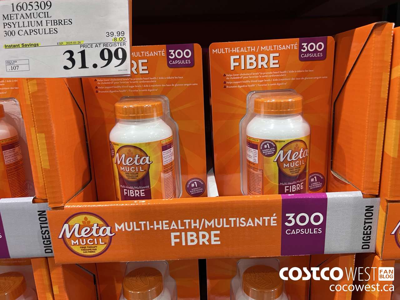 1605309 METAMUCIL PSYLLIUM FIBRES 300 CAPSULES ($8.00 INSTANT SAVINGS EXPIRES ON 2025-01-26) $31.99