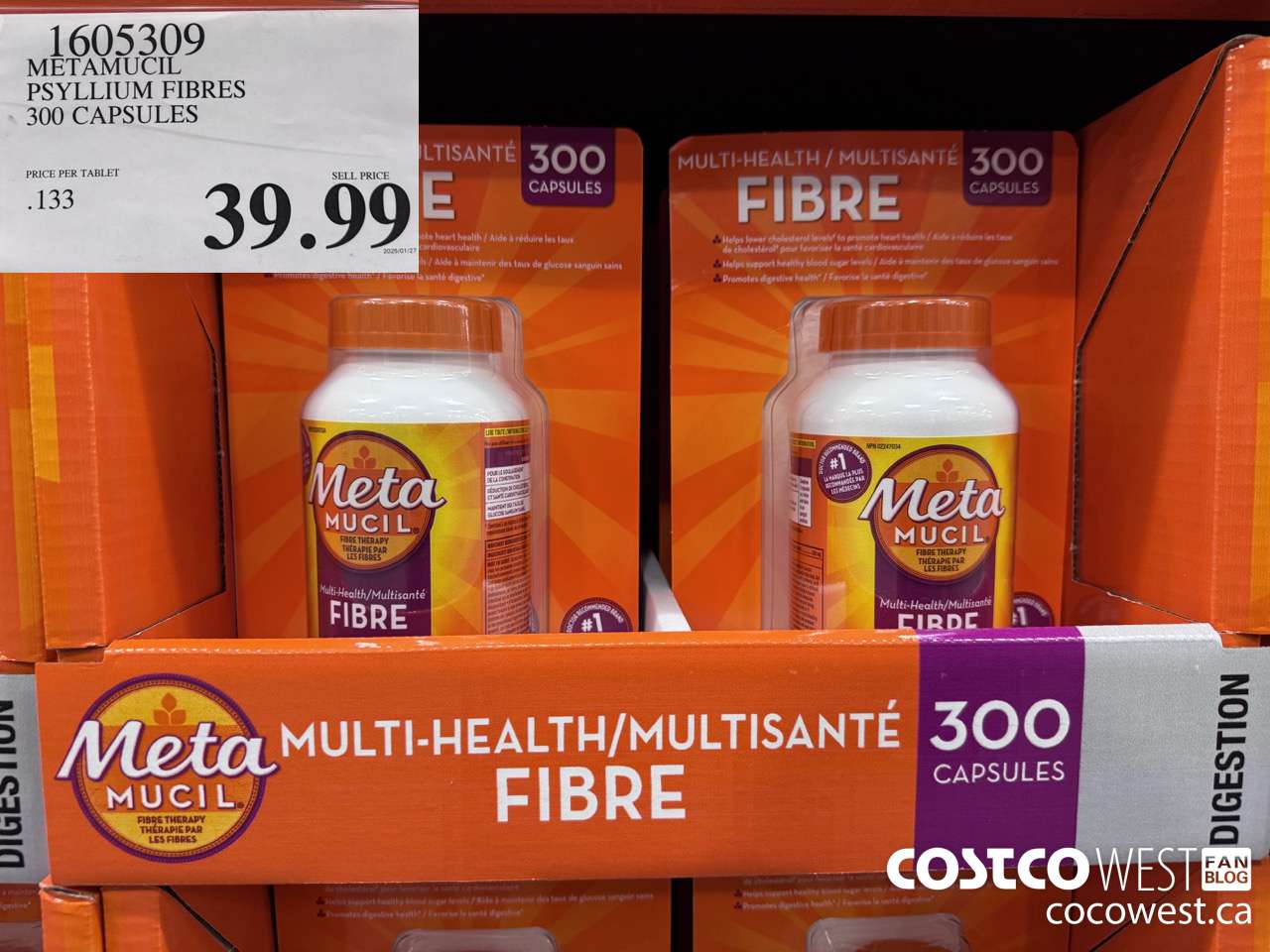 1605309 METAMUCIL PSYLLIUM FIBRES 300 CAPSULES $39.99