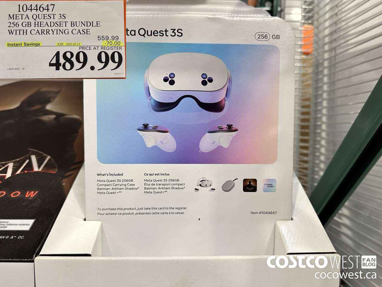 1044647 META QUEST 3S 256GB HEADSET BUNDLE WITH CARRYING CASE ($70.00 INSTANT SAVINGS EXPIRES ON 2025-02-13) $489.99