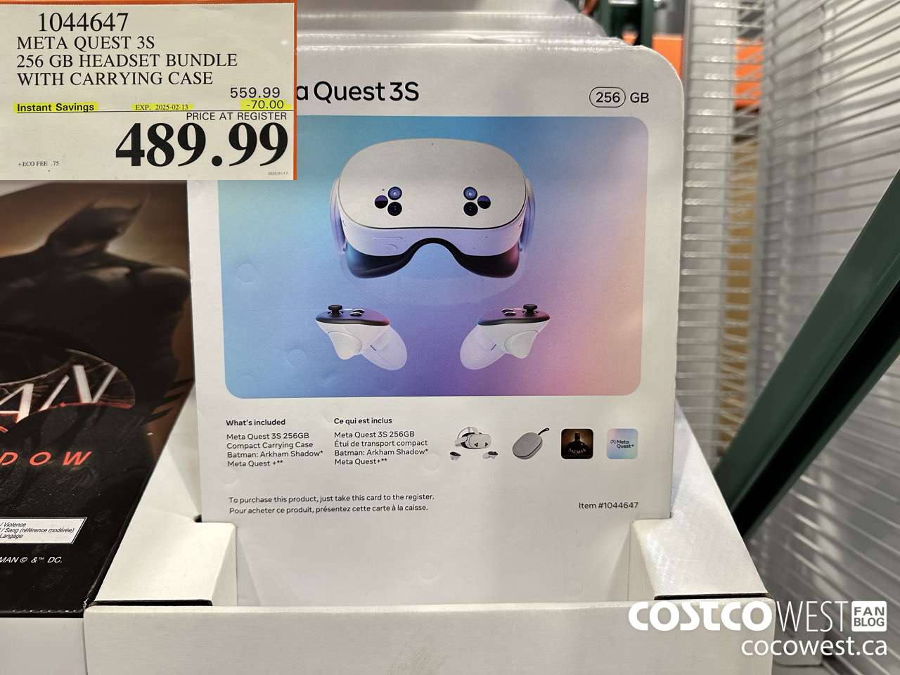 1044647 META QUEST 3S 256GB HEADSET BUNDLE WITH CARRYING CASE ($70.00 INSTANT SAVINGS EXPIRES ON 2025-02-13) $489.99