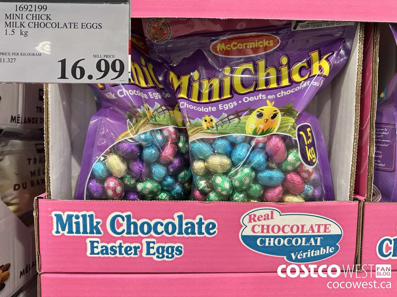 1692199 MINI CHICK MILK CHOCOLATE EGGS 1.5 KG $16.99