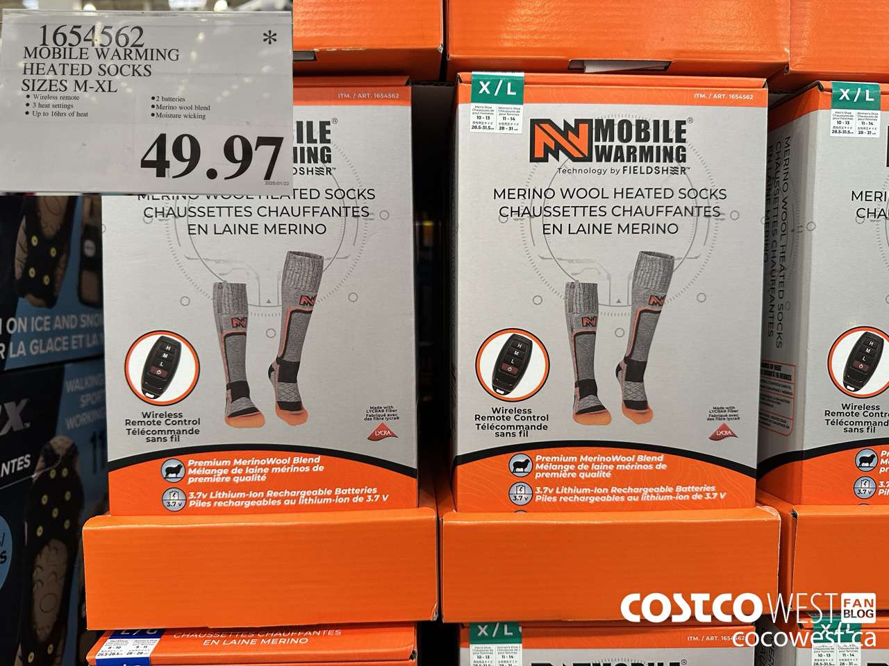 1654562 MOBILE WARMING HEATED SOCKS SIZES M-XL $49.97